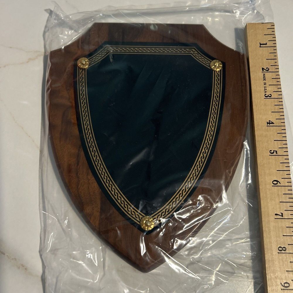 BARHILL genuine walnut Recognition Award plaque shield 8.5"x7" trophy New‎